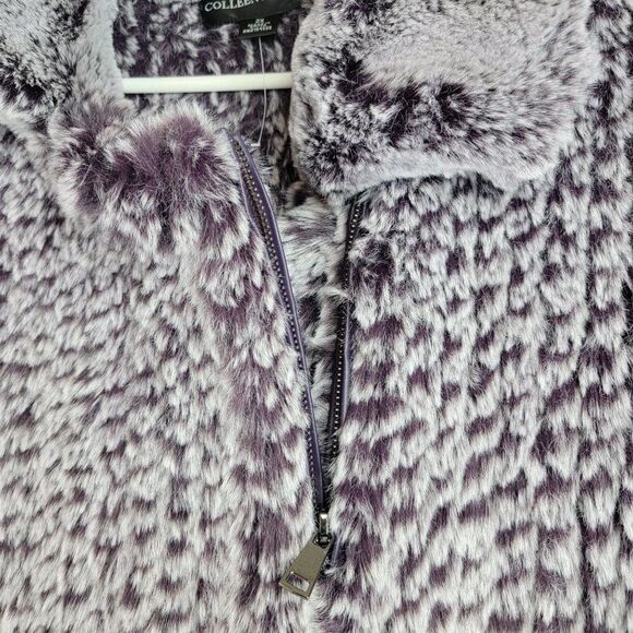 Colleen Lopez Womens Size 2X Purple Faux Fur Full Zip Warm Fuzzy Jacket - Picture 3 of 8